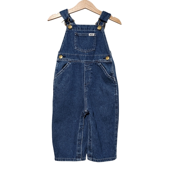 KEY Denim Overalls 12 Months Baby Boy Blue Farmcore Blue Collar Country Western - Picture 2 of 12